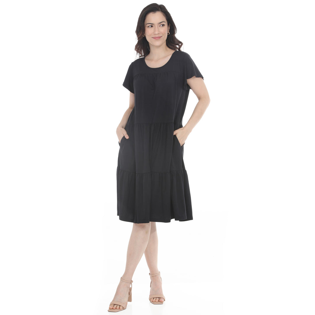 Women’s Flutter Sleeve Ruffle Tiered Dress