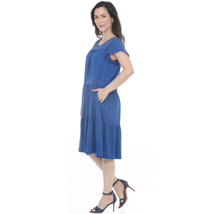 Women’s Flutter Sleeve Ruffle Tiered Dress