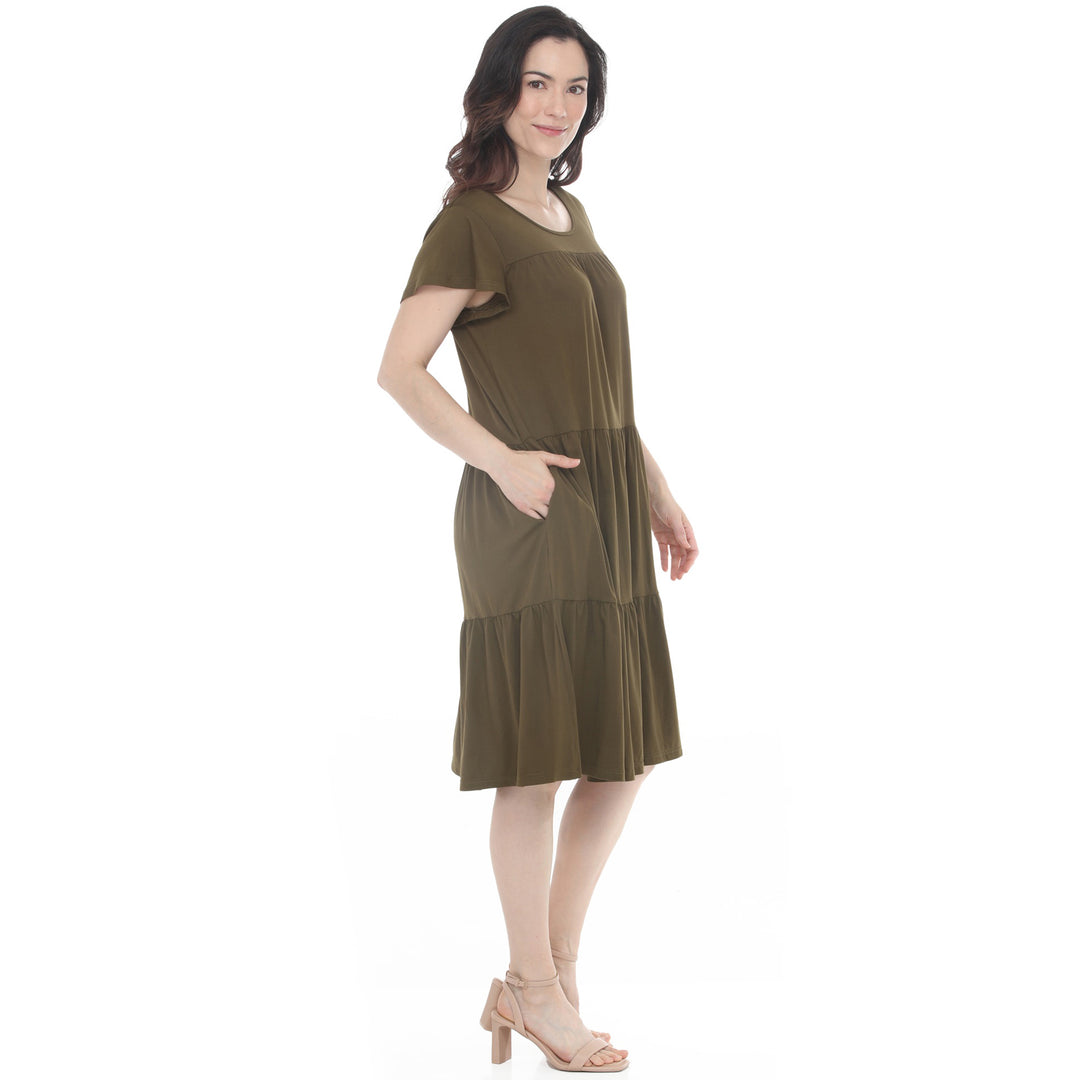Women’s Flutter Sleeve Ruffle Tiered Dress