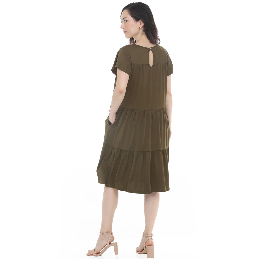 Women’s Flutter Sleeve Ruffle Tiered Dress