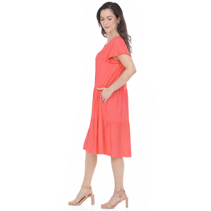 Women’s Flutter Sleeve Ruffle Tiered Dress