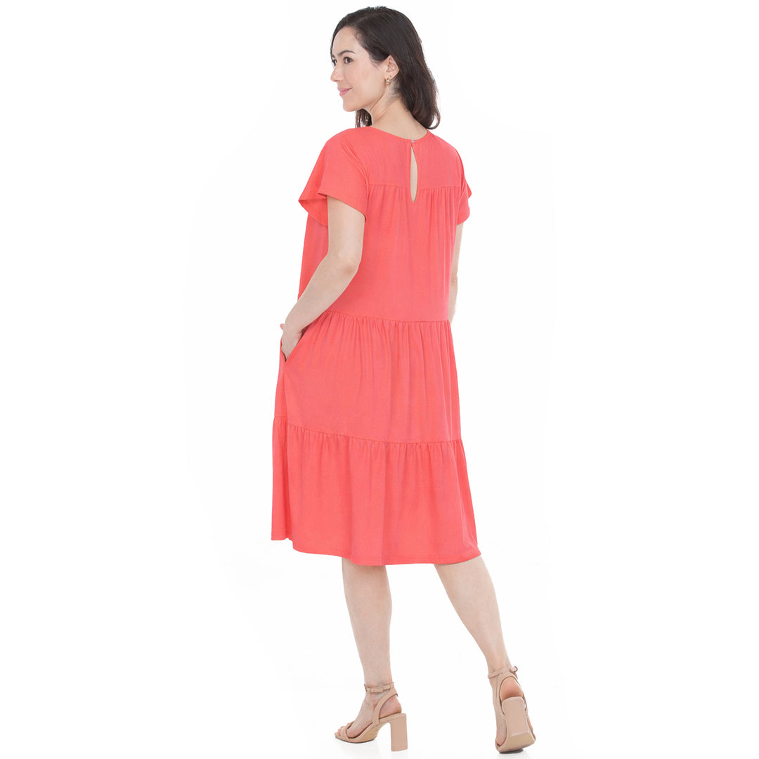 Women’s Flutter Sleeve Ruffle Tiered Dress