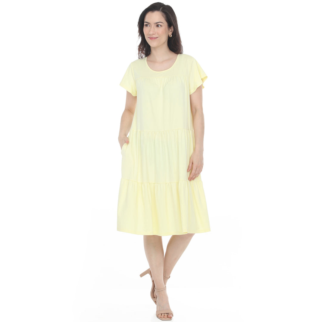 Women’s Flutter Sleeve Ruffle Tiered Dress