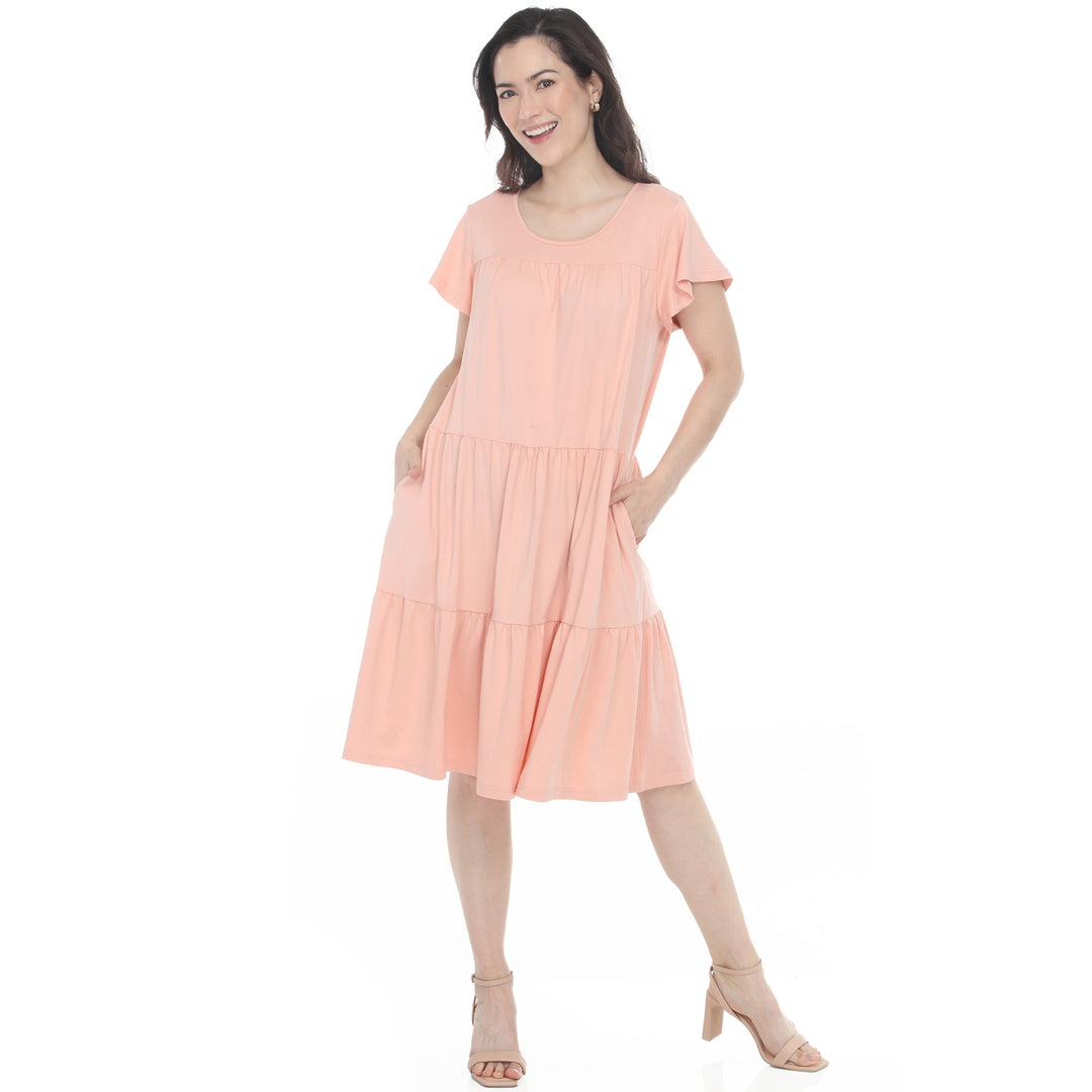 Women’s Flutter Sleeve Ruffle Tiered Dress