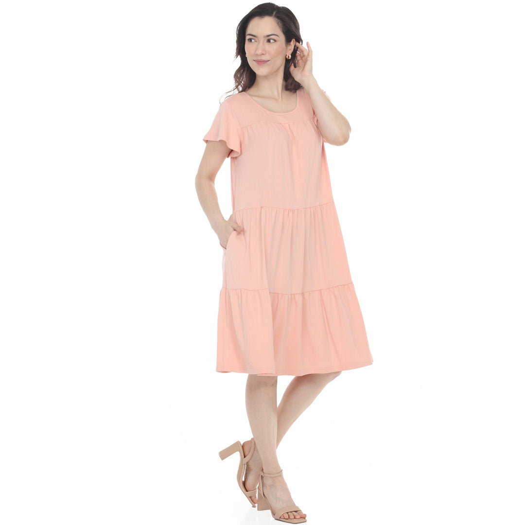 Women’s Flutter Sleeve Ruffle Tiered Dress