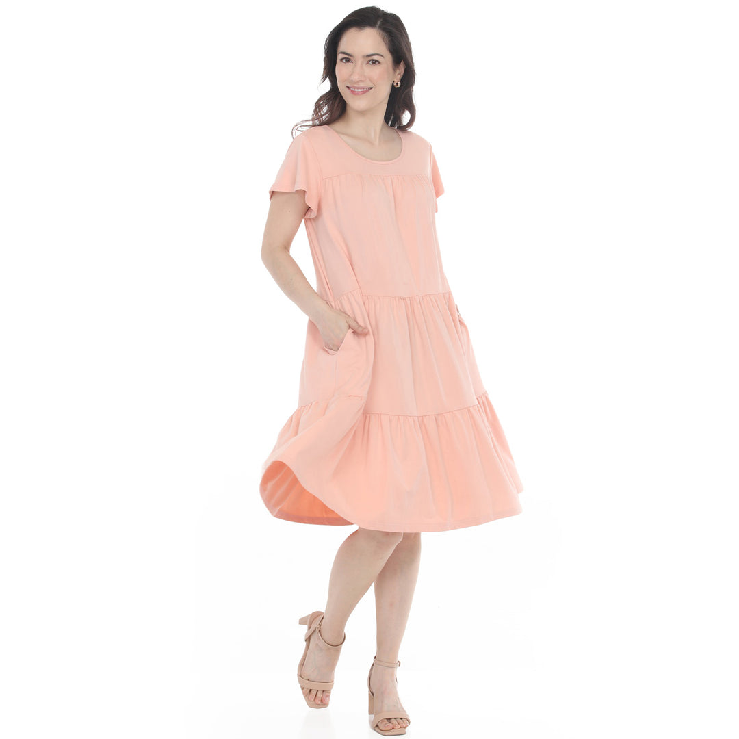 Women’s Flutter Sleeve Ruffle Tiered Dress