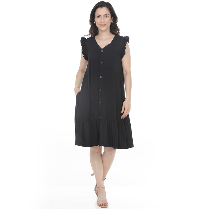 Women’s Button Front Tiered Swing Dress