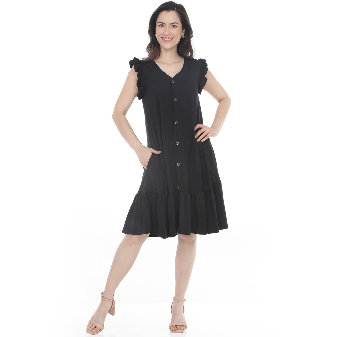 Women’s Button Front Tiered Swing Dress