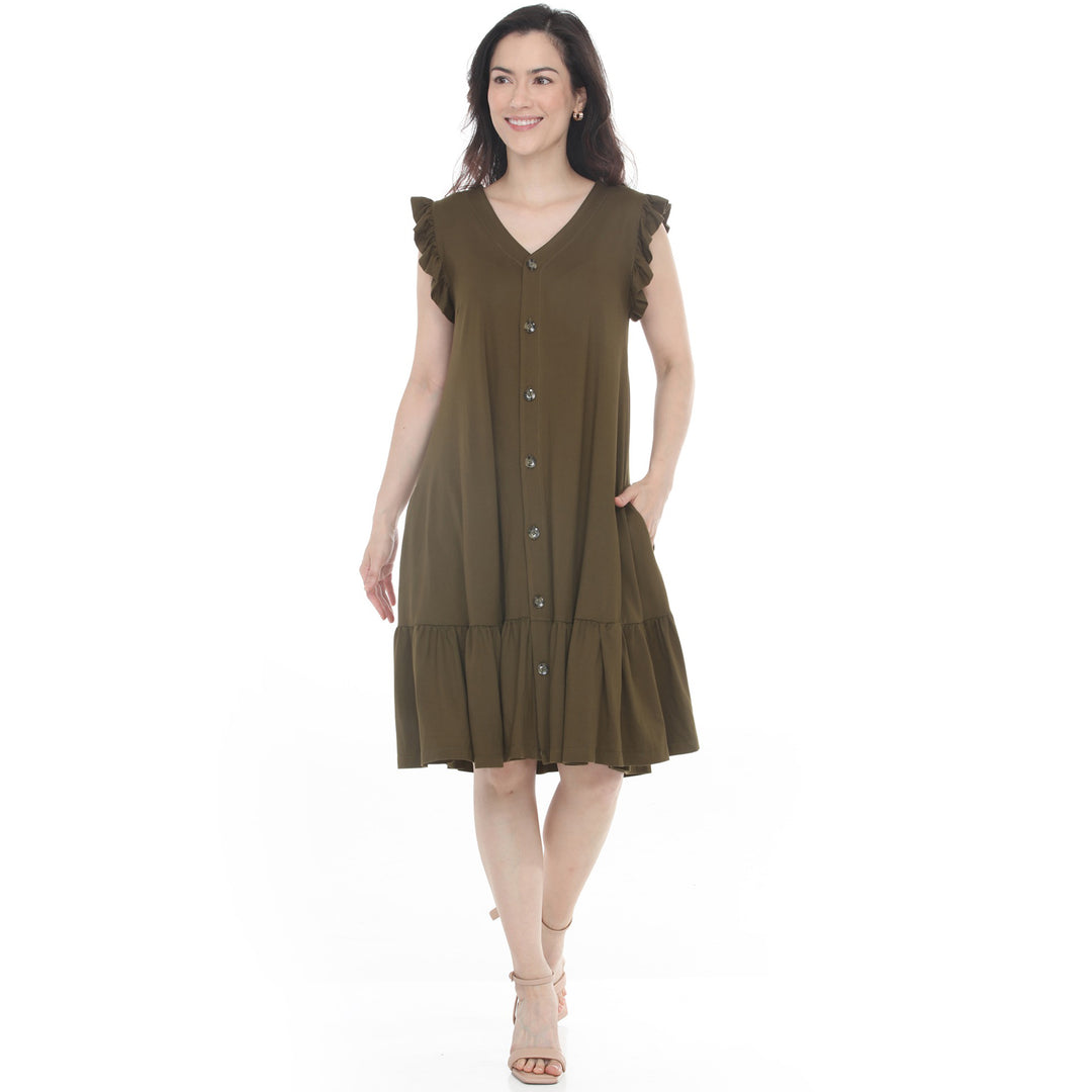 Women’s Button Front Tiered Swing Dress