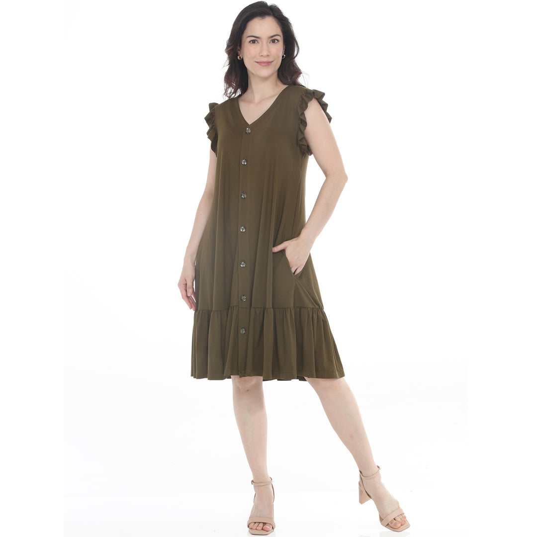 Women’s Button Front Tiered Swing Dress
