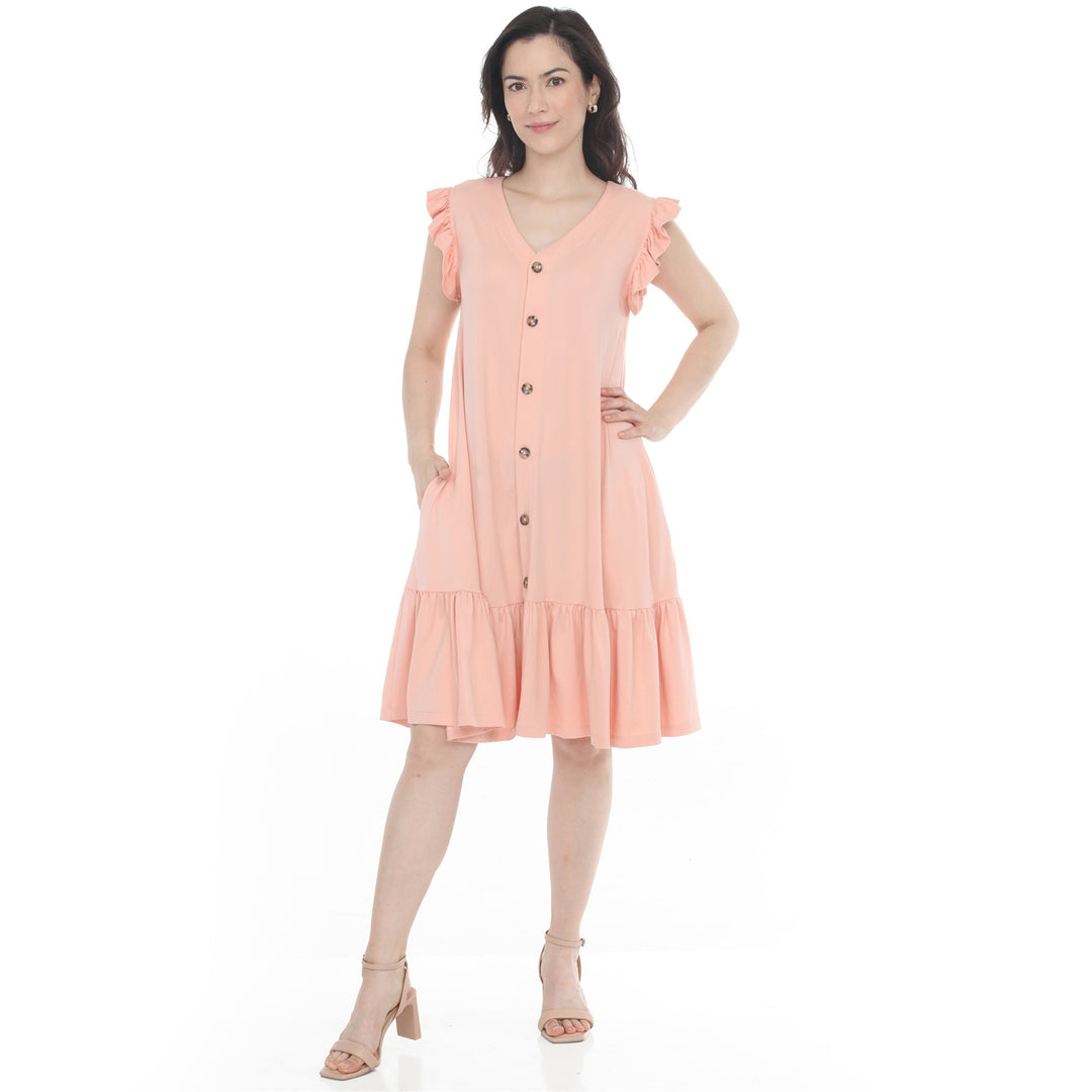 Women’s Button Front Tiered Swing Dress