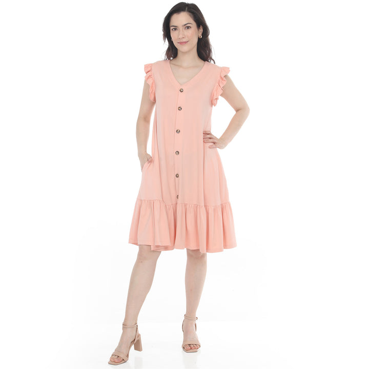 Women’s Button Front Tiered Swing Dress