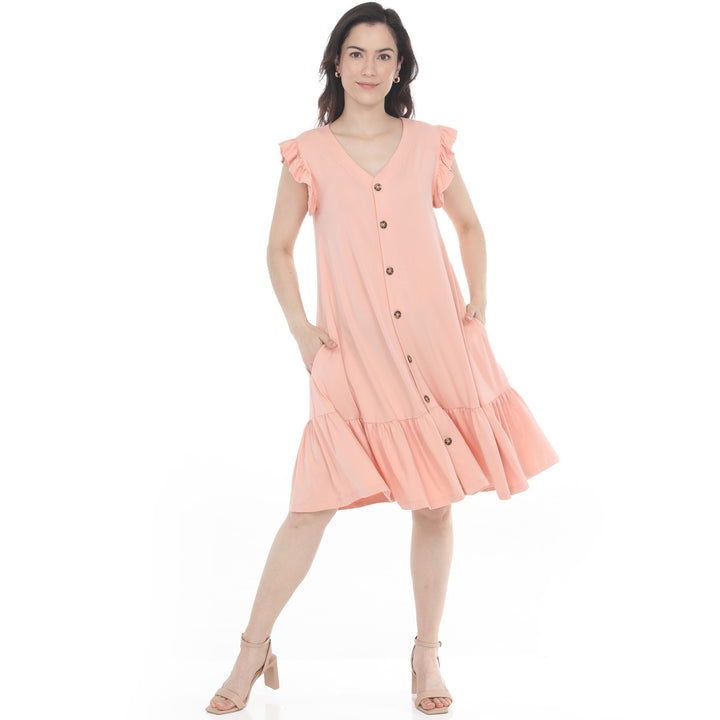 Women’s Button Front Tiered Swing Dress