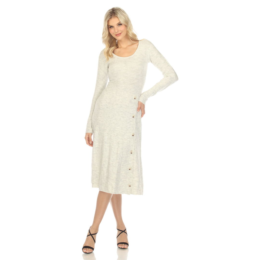 White Mark Women's Crew Neck Fit and Flare Sweater Midi Dress - Heather White Mark Women's Crew Neck Fit and Flare Sweater Midi Dress - Heather