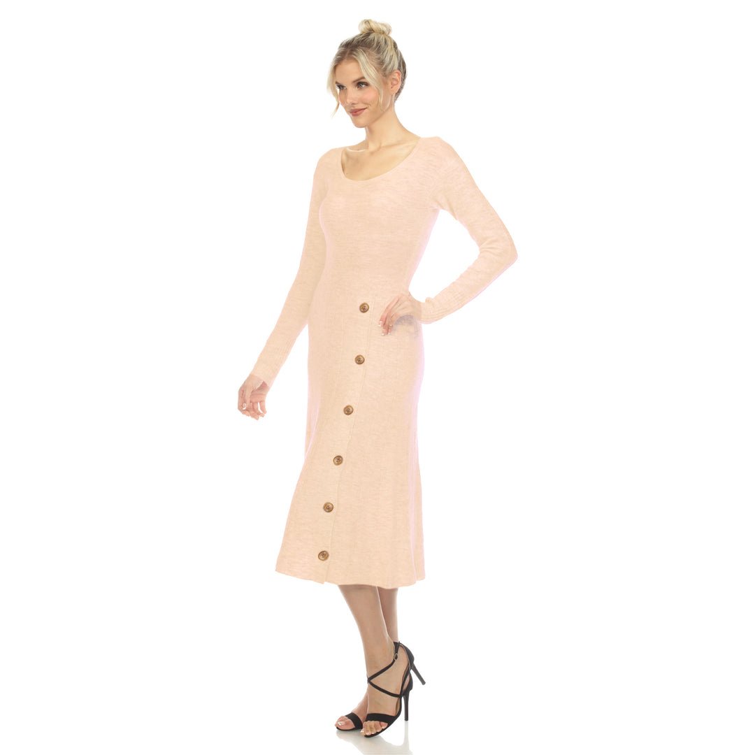 White Mark Women's Crew Neck Fit and Flare Sweater Midi Dress, Gray White Mark Women's Crew Neck Fit and Flare Sweater Midi Dress, Gray