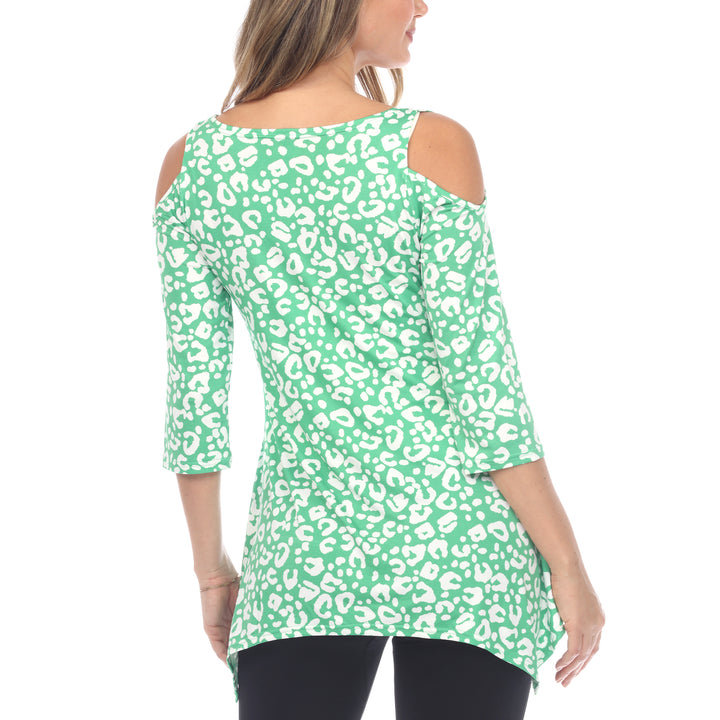 Maternity Leopard Cold Shoulder Tunic Top