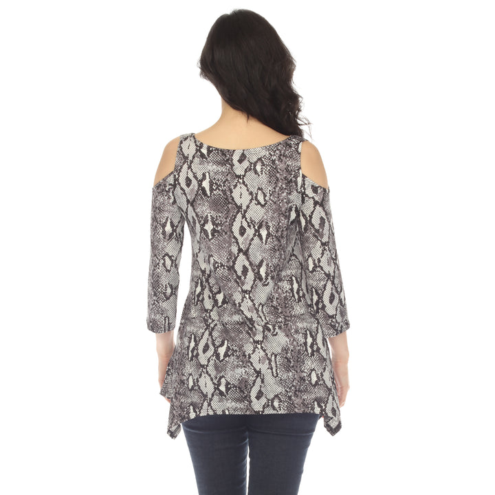 Maternity Snake Print Cold Shoulder Tunic
