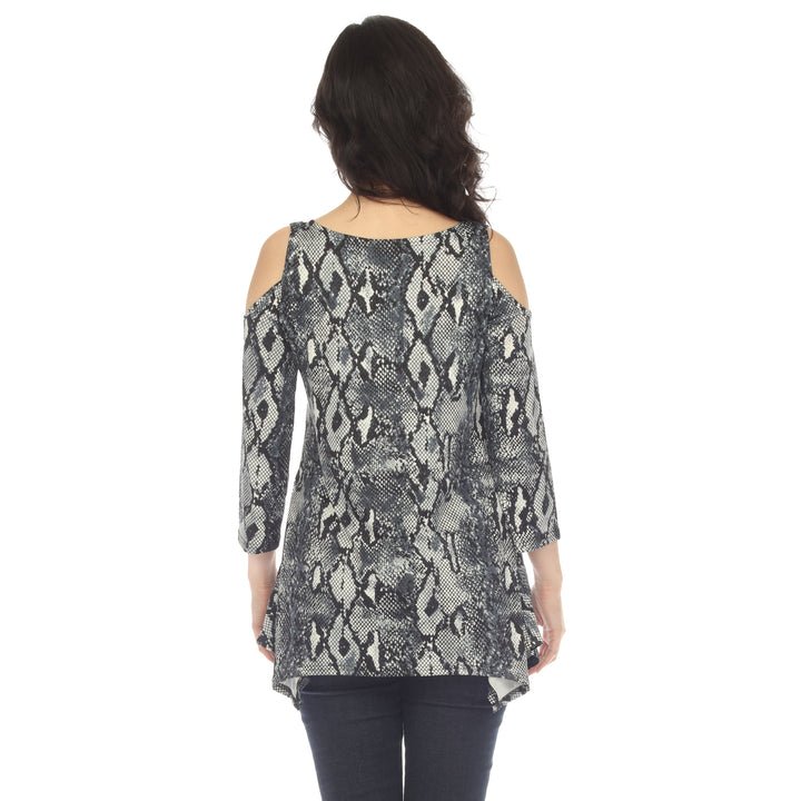 Maternity Snake Print Cold Shoulder Tunic