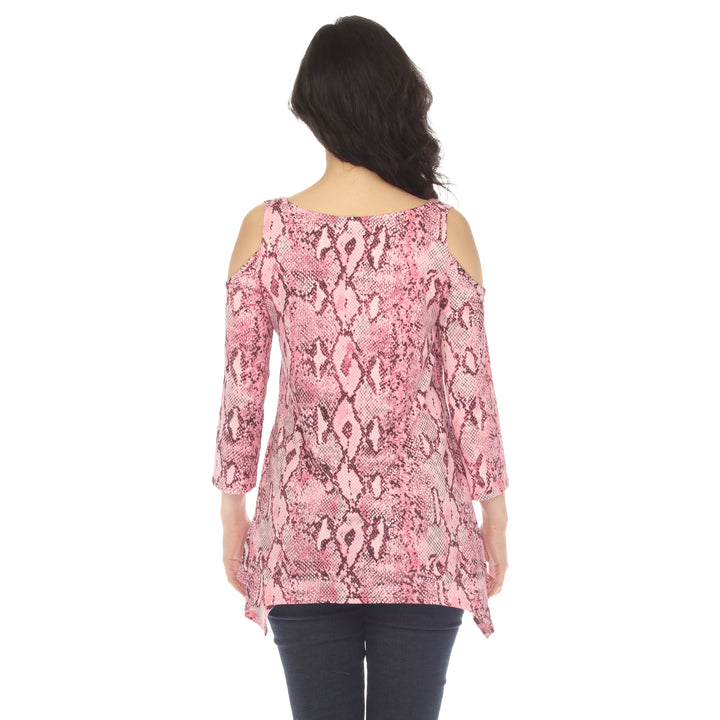 Maternity Snake Print Cold Shoulder Tunic