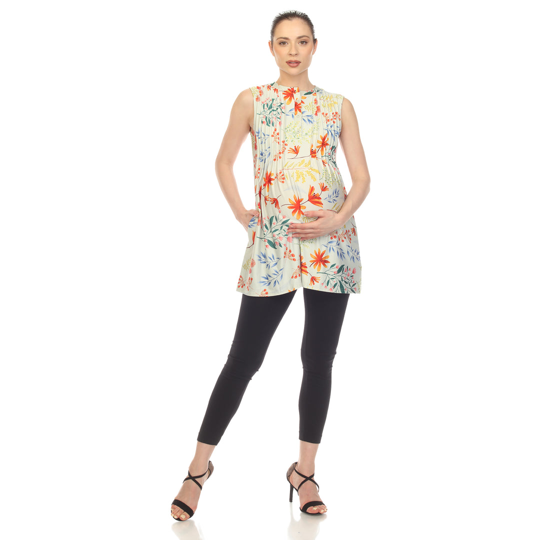 Maternity Floral Sleeveless Tunic Top