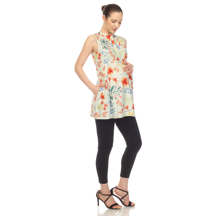Maternity Floral Sleeveless Tunic Top
