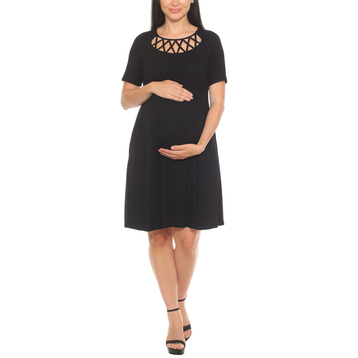 Women's Crisscross Neckline Maternity Dress with Pockets