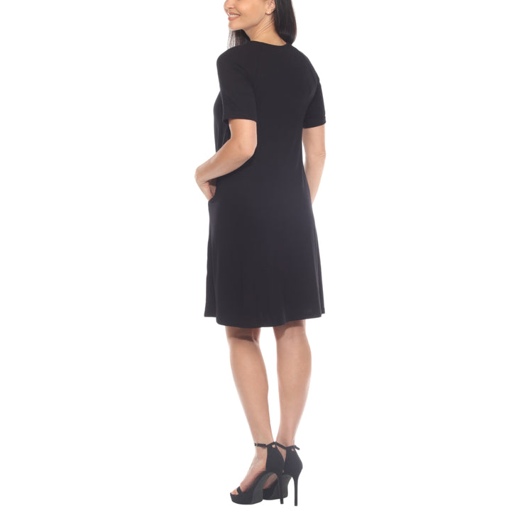 Women's Crisscross Neckline Maternity Dress with Pockets