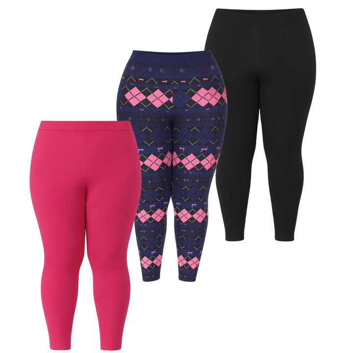 Plus Size Holiday Leggings 3-Pack – Festive Prints & Cozy Styles
