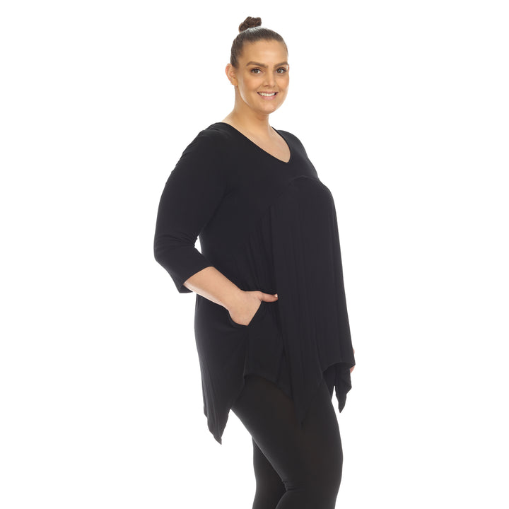 Women's Plus Size Empire Waist V-Neck Tunic Top