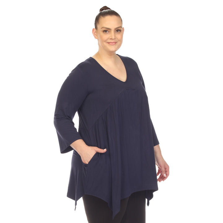 Women's Plus Size Empire Waist V-Neck Tunic Top