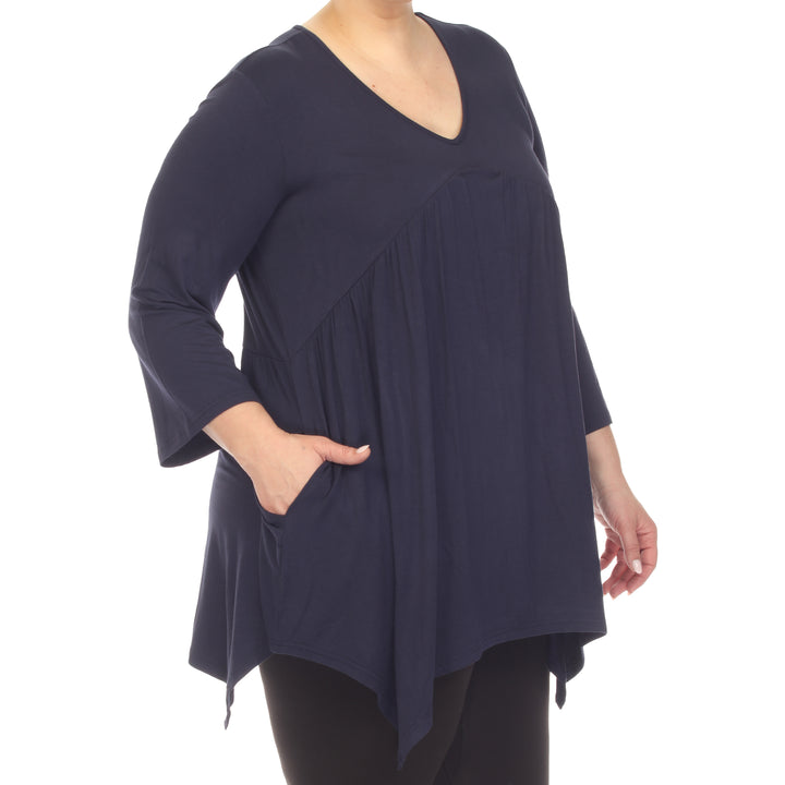 Women's Plus Size Empire Waist V-Neck Tunic Top