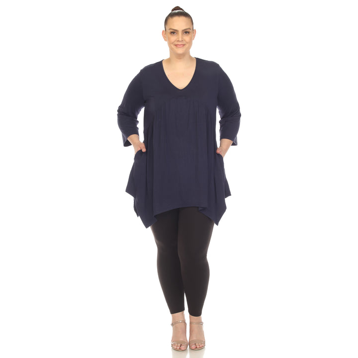 Women's Plus Size Empire Waist V-Neck Tunic Top