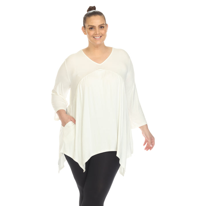 Women's Plus Size Empire Waist V-Neck Tunic Top