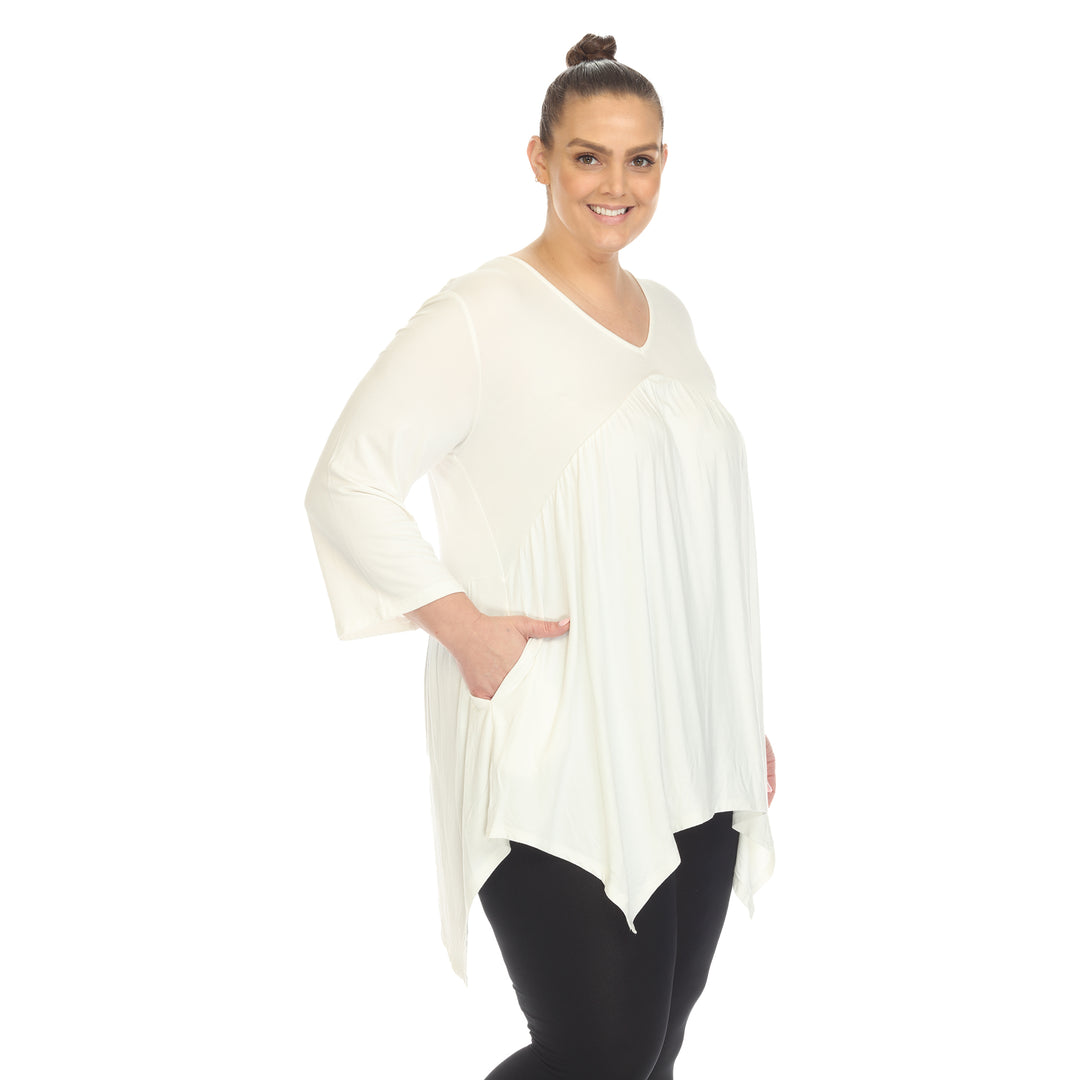 Women's Plus Size Empire Waist V-Neck Tunic Top