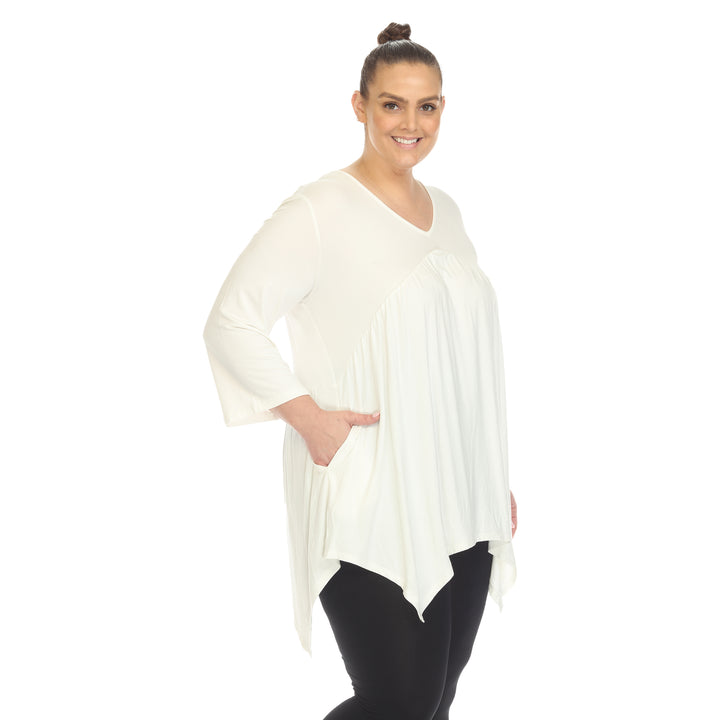 Women's Plus Size Empire Waist V-Neck Tunic Top