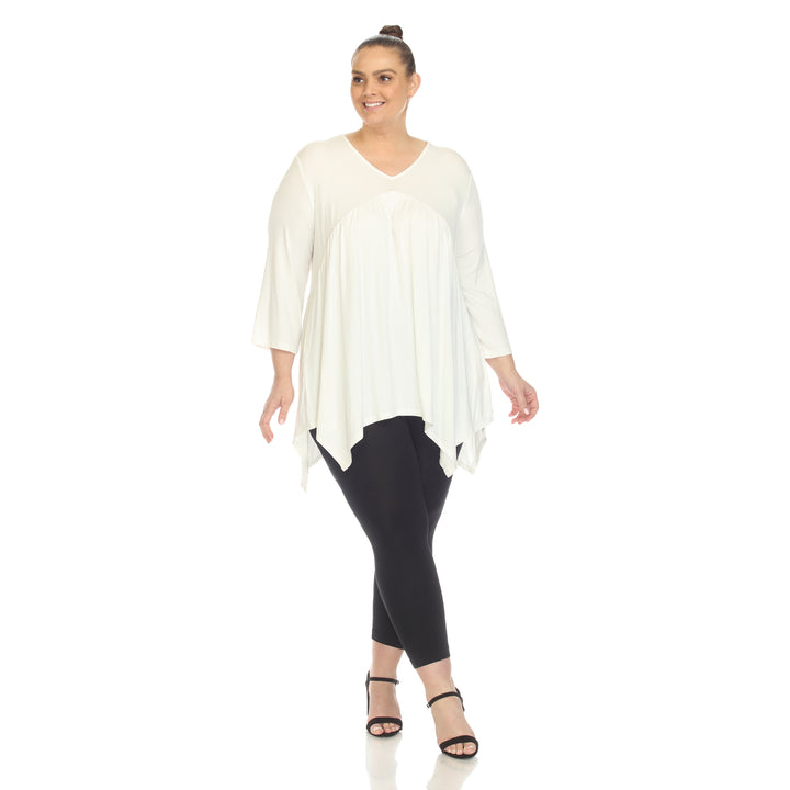 Women's Plus Size Empire Waist V-Neck Tunic Top