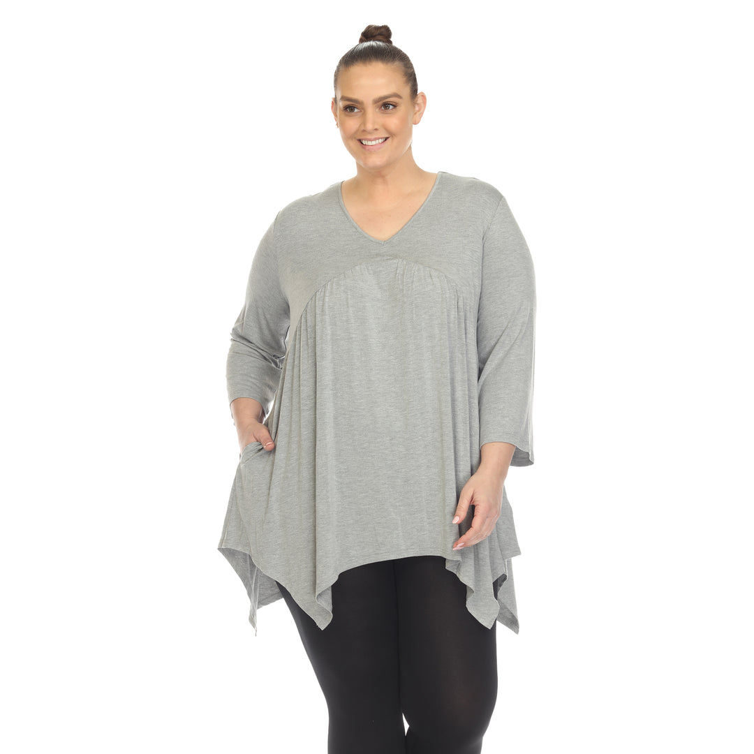 Women's Plus Size Empire Waist V-Neck Tunic Top