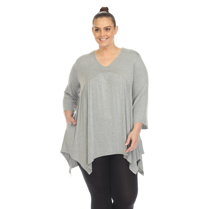 Women's Plus Size Empire Waist V-Neck Tunic Top