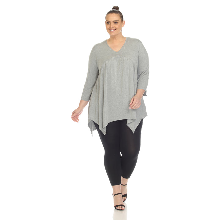 Women's Plus Size Empire Waist V-Neck Tunic Top
