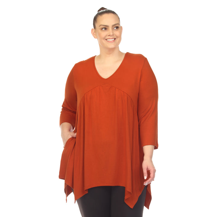 Women's Plus Size Empire Waist V-Neck Tunic Top