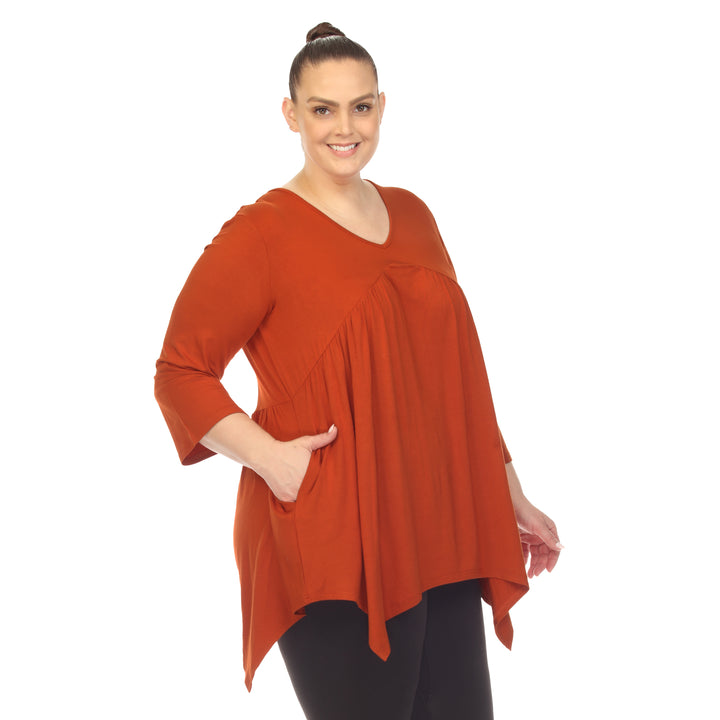 Women's Plus Size Empire Waist V-Neck Tunic Top