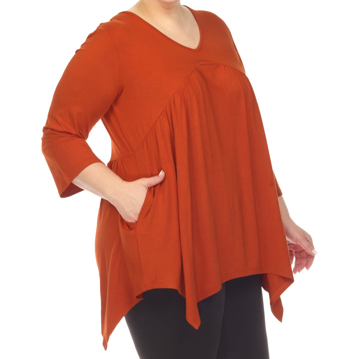 Women's Plus Size Empire Waist V-Neck Tunic Top