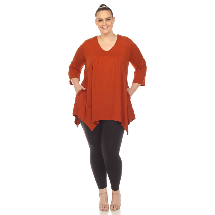 Women's Plus Size Empire Waist V-Neck Tunic Top
