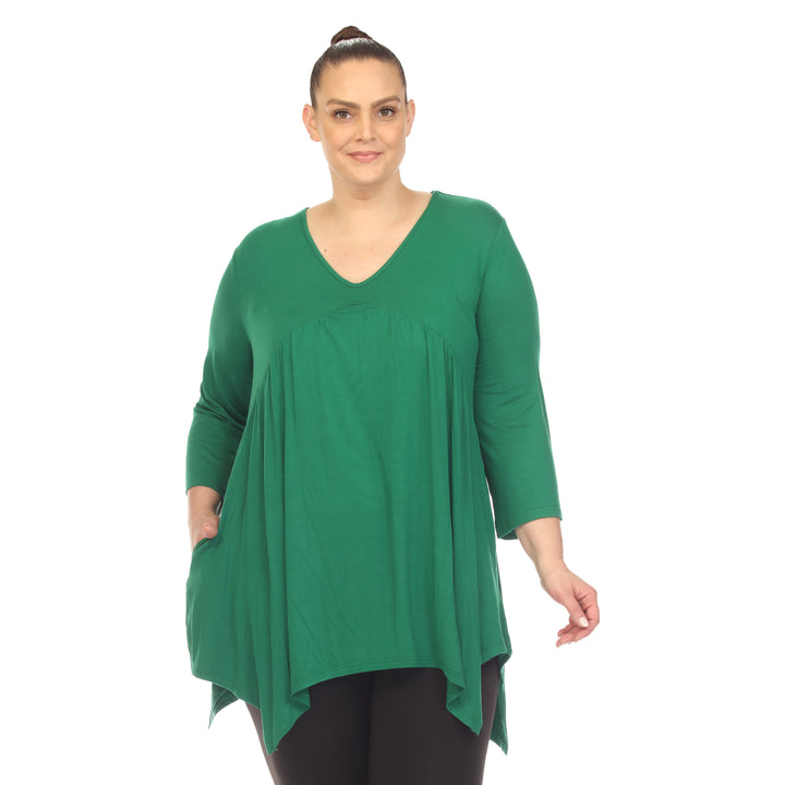 Women's Plus Size Empire Waist V-Neck Tunic Top