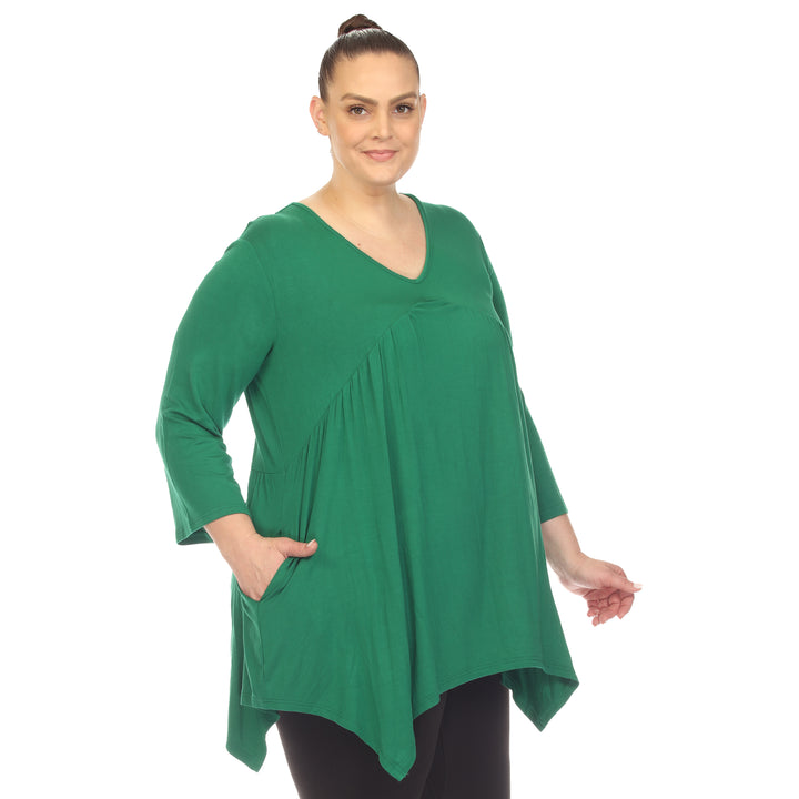 Women's Plus Size Empire Waist V-Neck Tunic Top