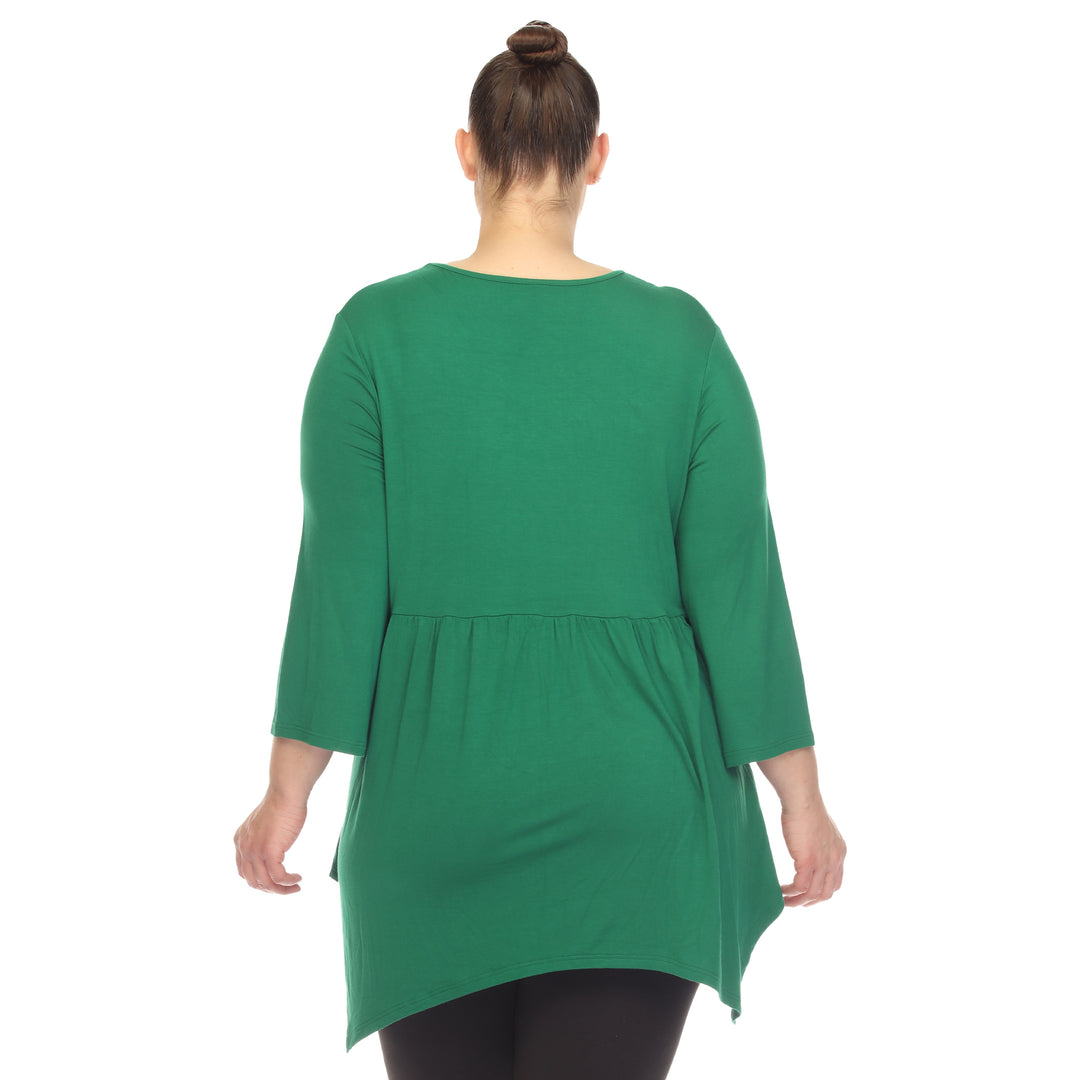 Women's Plus Size Empire Waist V-Neck Tunic Top
