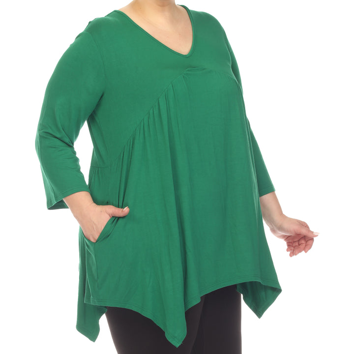 Women's Plus Size Empire Waist V-Neck Tunic Top