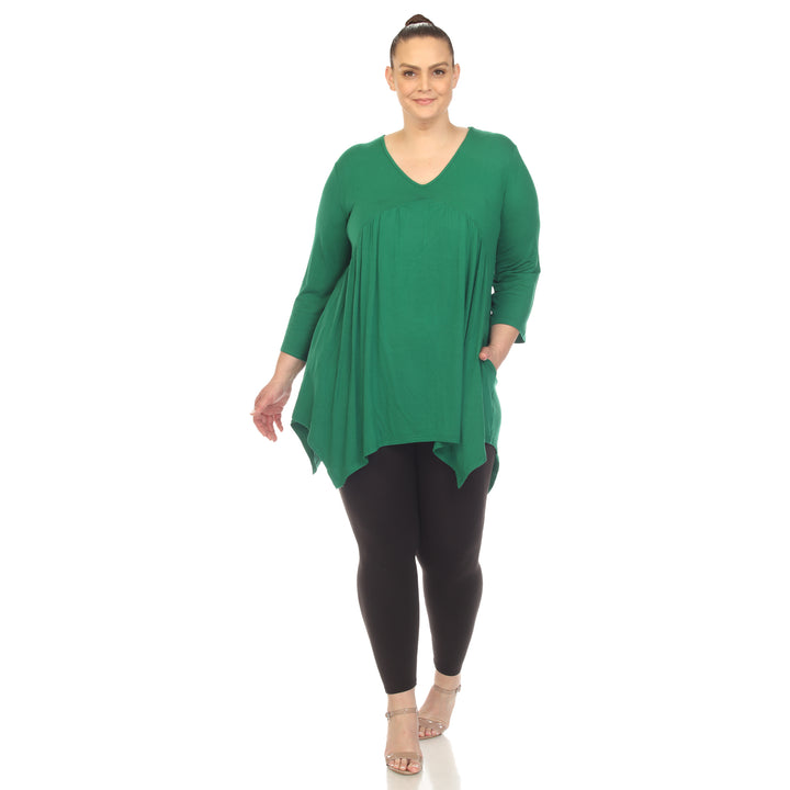 Women's Plus Size Empire Waist V-Neck Tunic Top