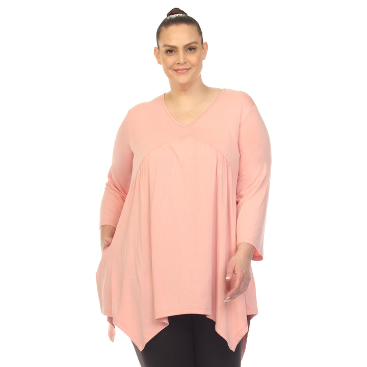 Women's Plus Size Empire Waist V-Neck Tunic Top