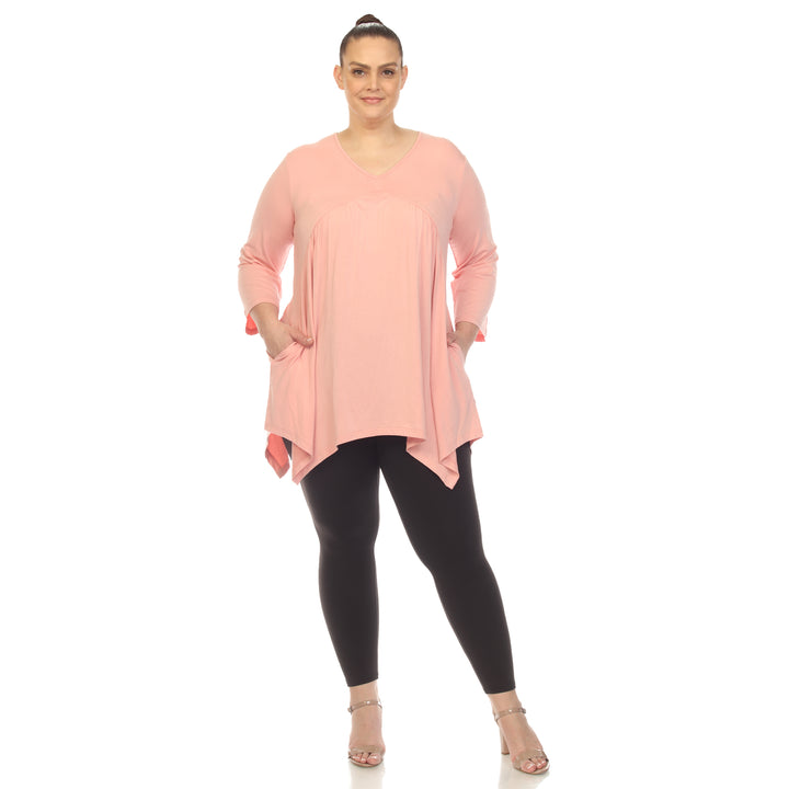Women's Plus Size Empire Waist V-Neck Tunic Top